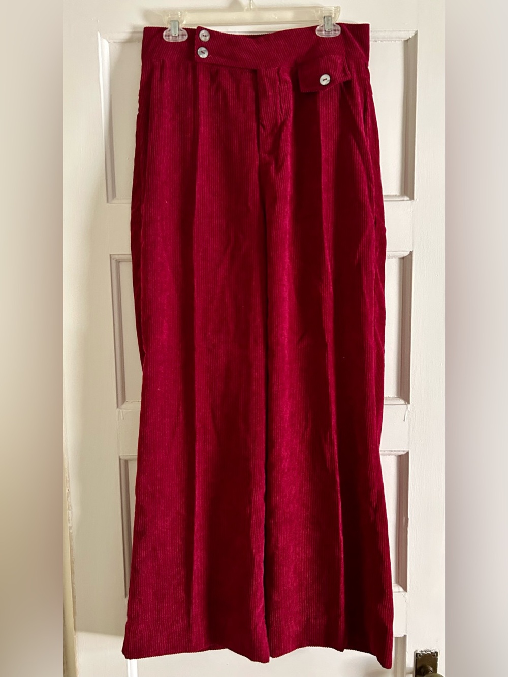 Voodoo Vixen High-Waist Cranberry Corduroy Wide-leg Pants size Large